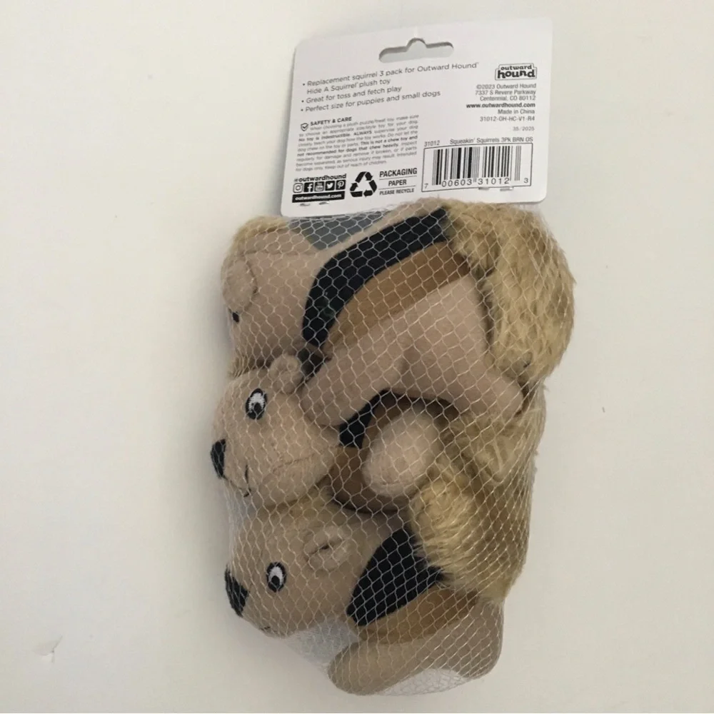 NEW Squeakin' Squirrels Plush Small Pet Toys 3 pk Replacements | Outward Hound